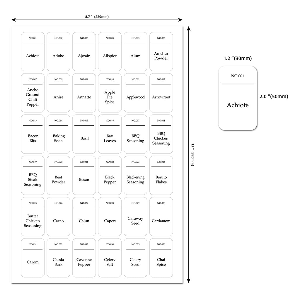 2 X 216pcs Kitchen Spice Jar Labels Stickers
