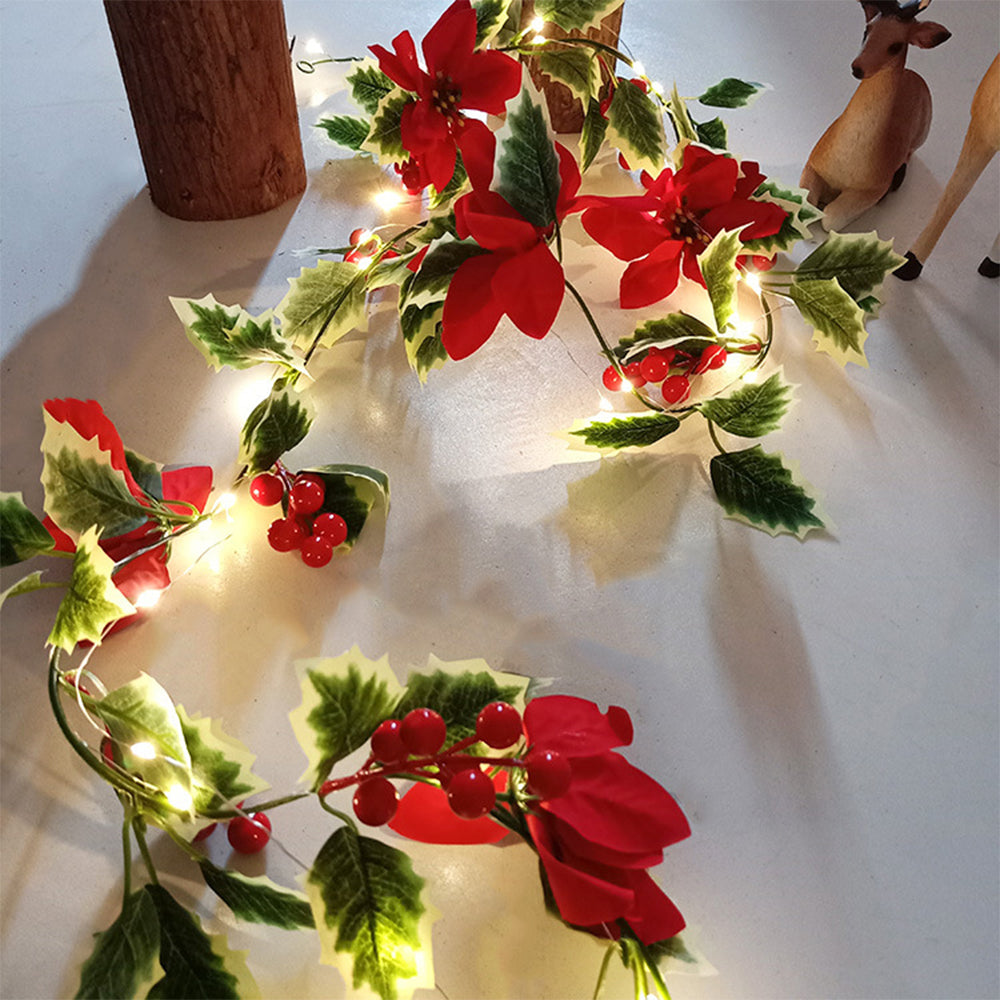 1Pcs 2M Christmas Red Flower Berry String Lights