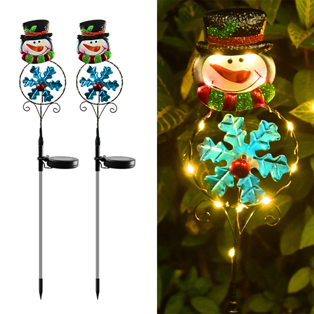 2Pcs Solar Christmas Snowman Garden Stake Lights