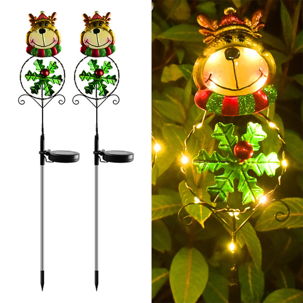 2Pcs Solar Christmas Elk Garden Stake Lights