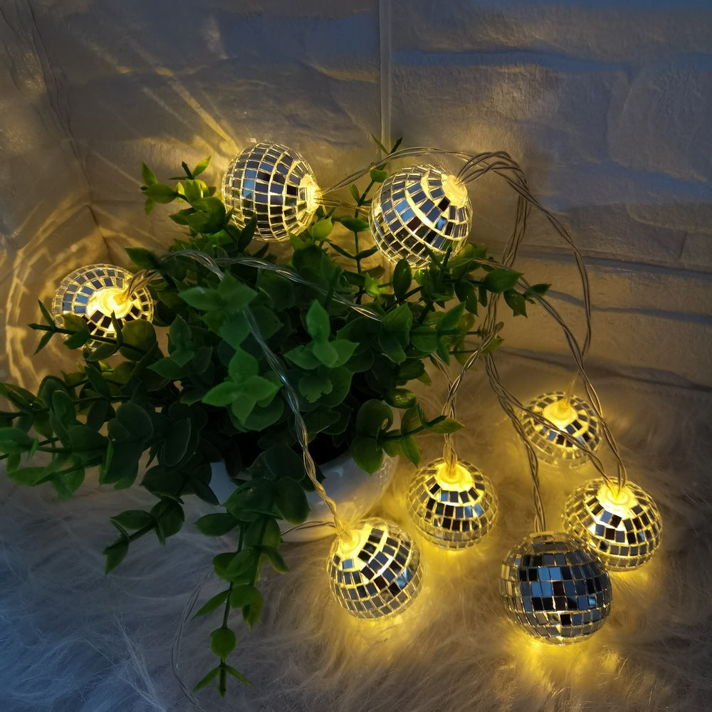 3M LED Mosaic Mirror Disco Balls String Lights Warm Light