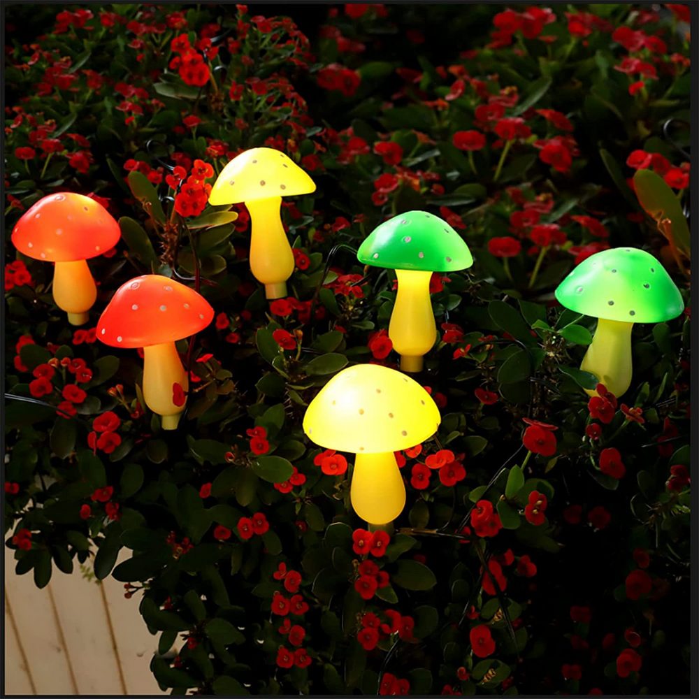 1 Set Solar Powered LED Mushroom String Light