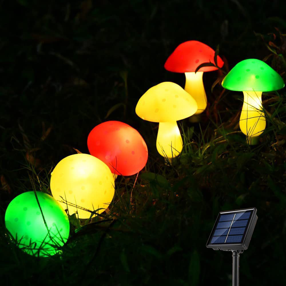 2 Sets Solar Powered LED Mushroom String Light