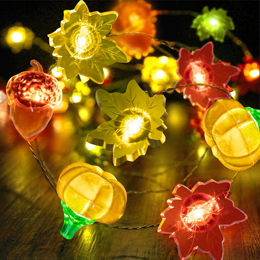 1Pcs 3M Christmas Halloween Pumpkin Maple Leaves Acorn String Lights