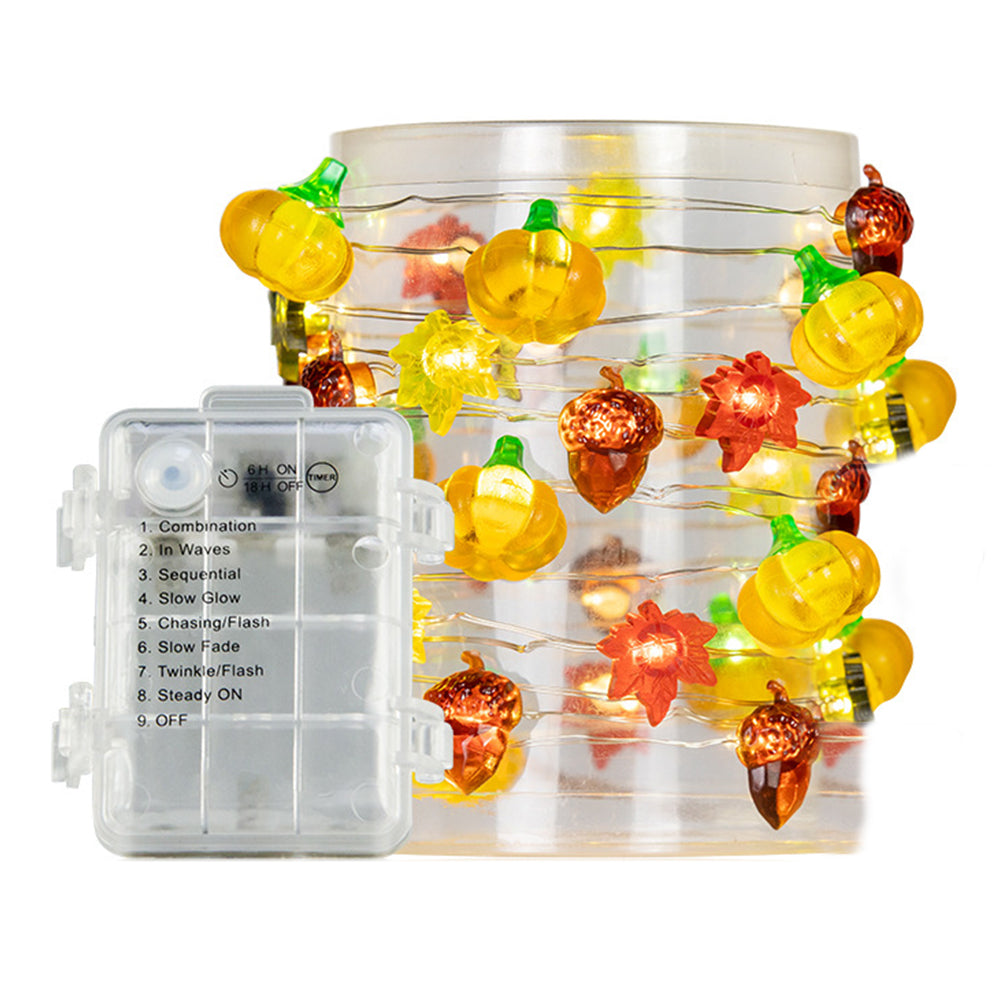 1Pcs 3M Christmas Halloween Pumpkin Maple Leaves Acorn String Lights