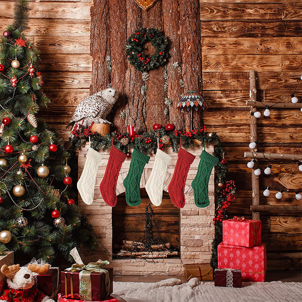 3Pcs Knitted Christmas Socks Candy Pouch with LED Light