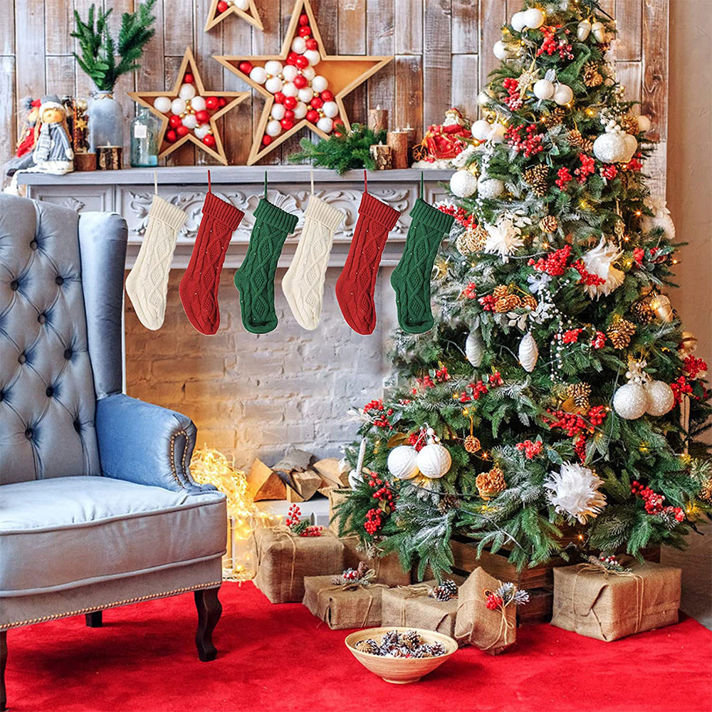 3Pcs Knitted Christmas Socks Candy Pouch with LED Light