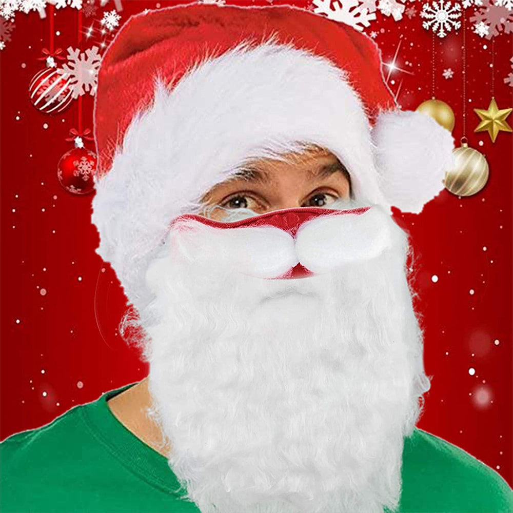 2 Sets Christmas Santa Claus Hat and Beard Face Cover