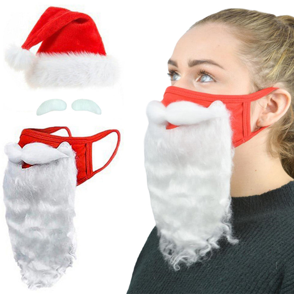 2 Sets Christmas Santa Claus Hat and Beard Face Cover