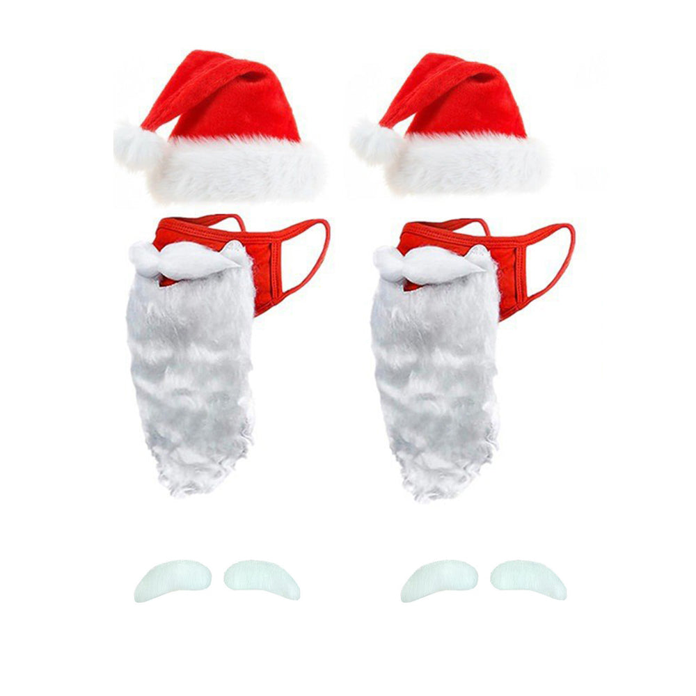 2 Sets Christmas Santa Claus Hat and Beard Face Cover
