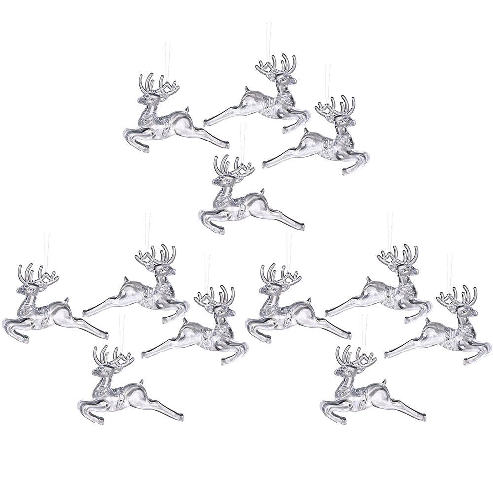 12Pcs Christmas Flying Deer Hanging Decor Xmas Ornaments