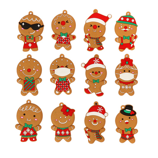 12Pcs Gingerbread Man Christmas Tree Hanging Pendants