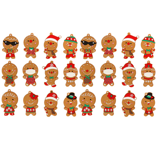 24Pcs Gingerbread Man Christmas Tree Hanging Pendants