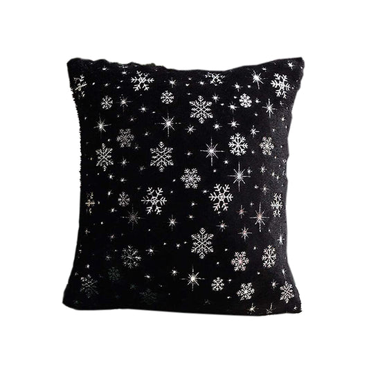 2Pcs Snowflakes Cushion Covers Throw Pillow Case Black