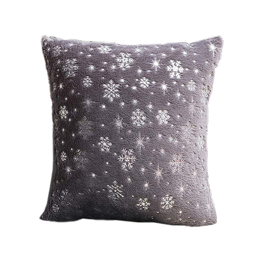 2Pcs Snowflakes Cushion Covers Throw Pillow Case Grey