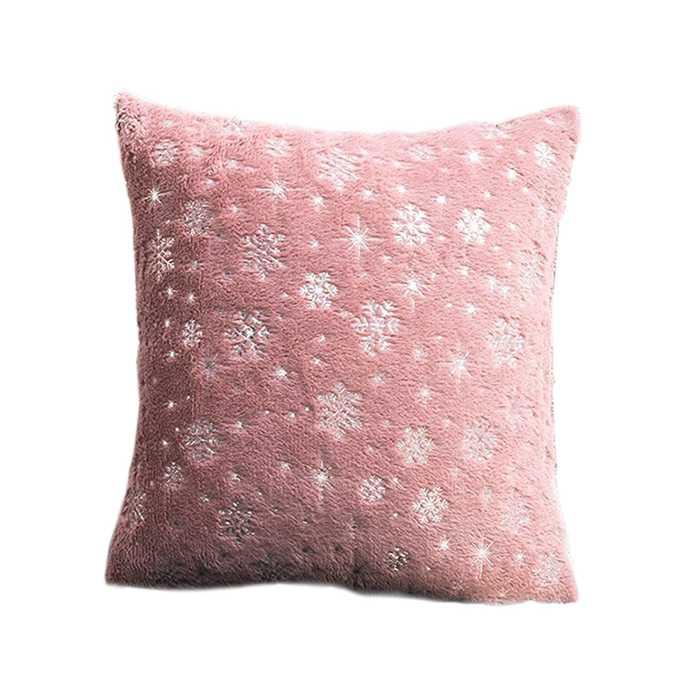 2Pcs Snowflakes Cushion Covers Throw Pillow Case Pink