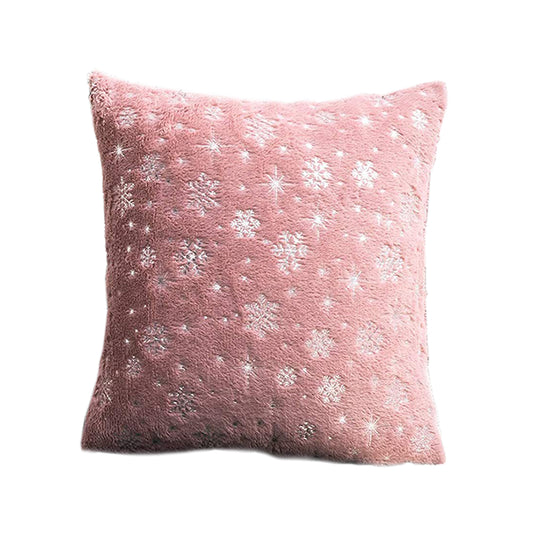 2Pcs Snowflakes Cushion Covers Throw Pillow Case Pink