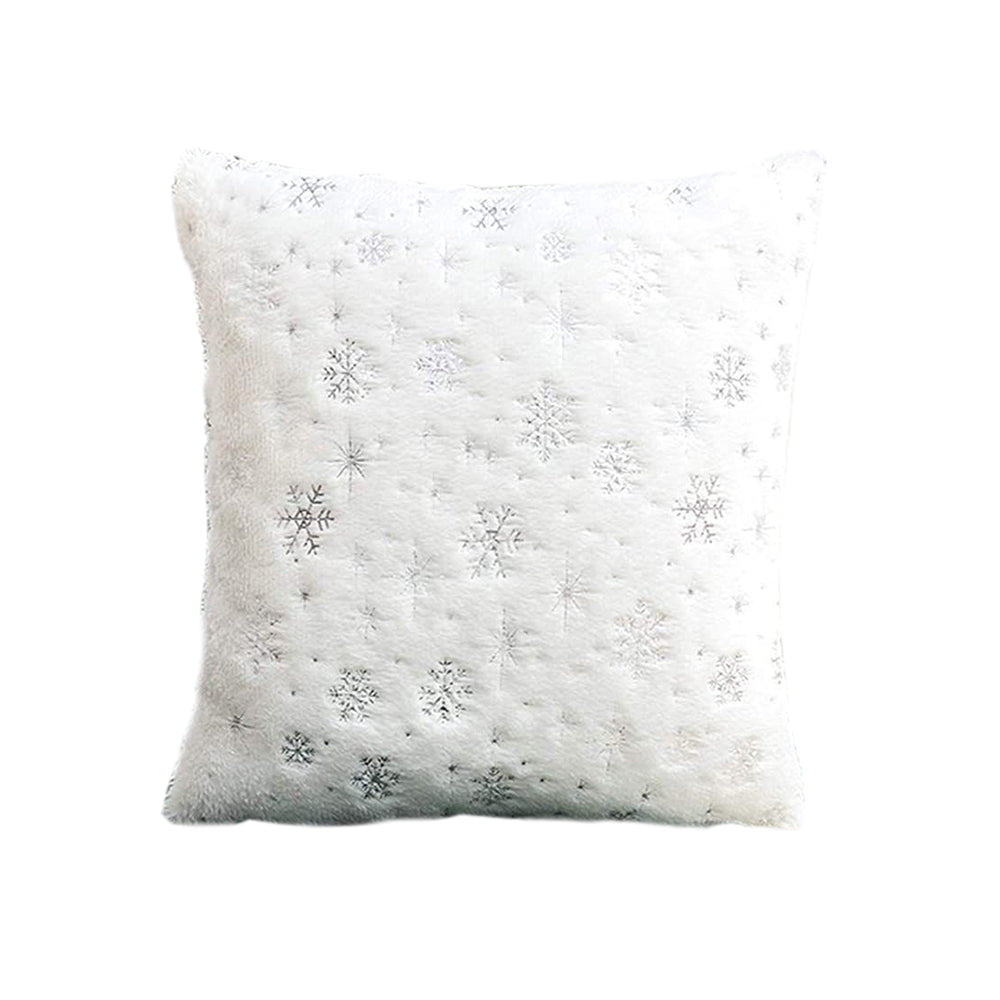 2Pcs Snowflakes Cushion Covers Throw Pillow Case White