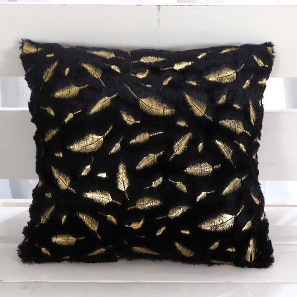 2Pcs Leaves Cushion Cover Throw Pillow Case Black