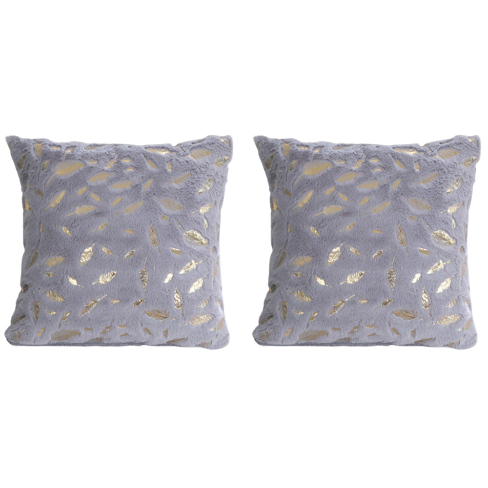 2Pcs Leaves Cushion Cover Throw Pillow Case Grey