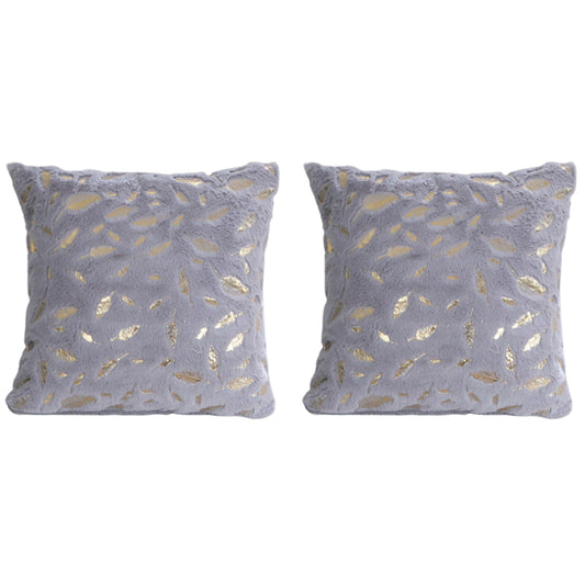 2Pcs Leaves Cushion Cover Throw Pillow Case Grey