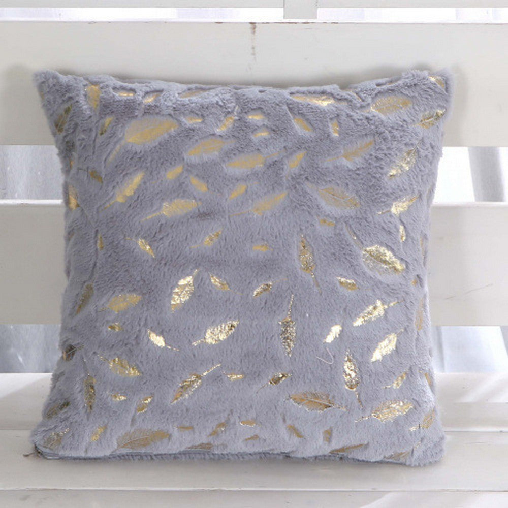 2Pcs Leaves Cushion Cover Throw Pillow Case Grey