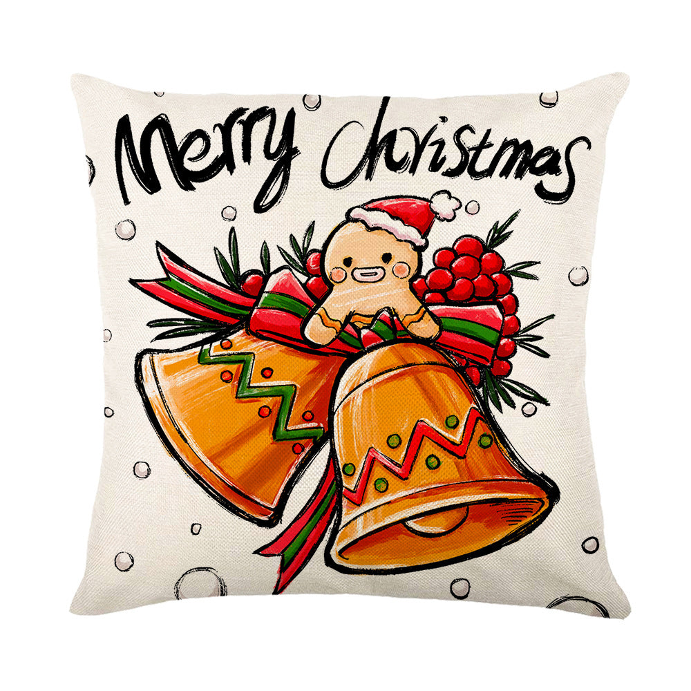 4Pcs 45x45cm Linen Christmas Print Cushion Cover