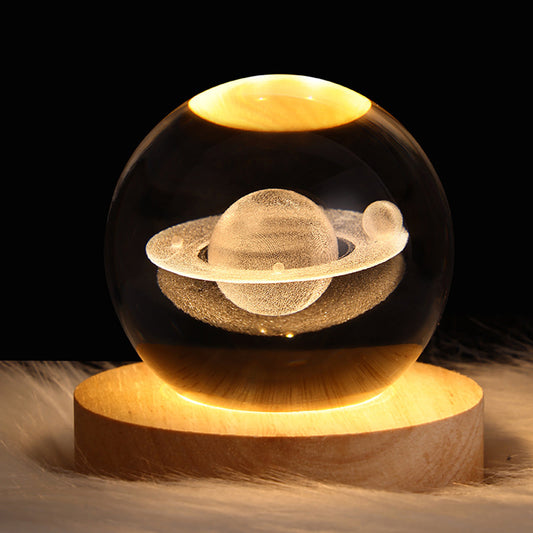 3D LED Saturn Planet  Rhinestone Ball Light with Stand Base