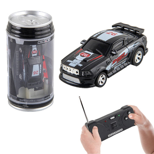 27MHz Kids RC Car Toy Mini Coke Can Remote-Control Racing Car with Led Light Black