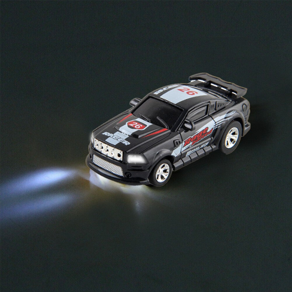 27MHz Kids RC Car Toy Mini Coke Can Remote-Control Racing Car with Led Light Black