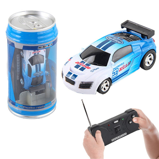 40MHz Kids RC Car Toy Mini Coke Can Remote-Control Racing Car with Led Light Blue