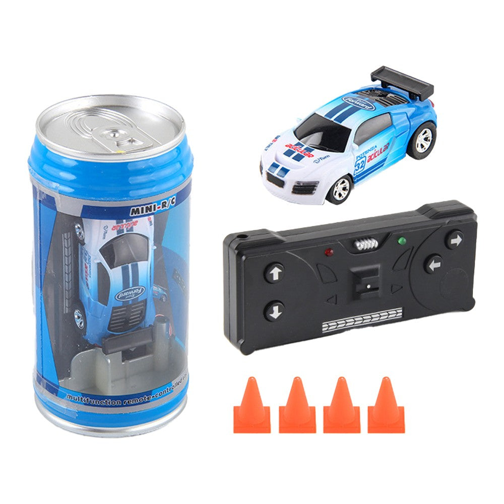 40MHz Kids RC Car Toy Mini Coke Can Remote-Control Racing Car with Led Light Blue