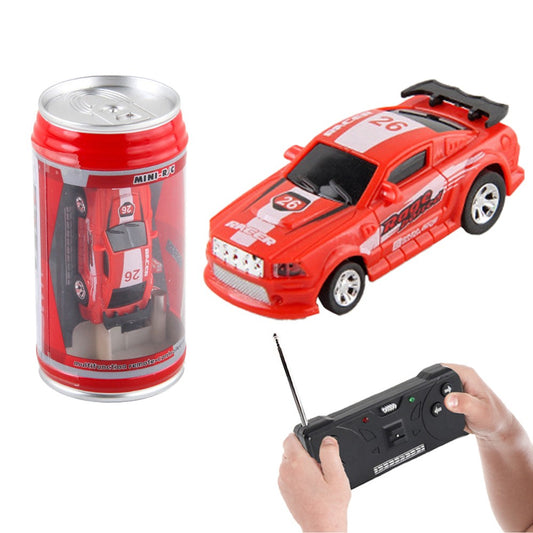 49MHz Kids RC Car Toy Mini Coke Can Remote-Control Racing Car with Led Light Red