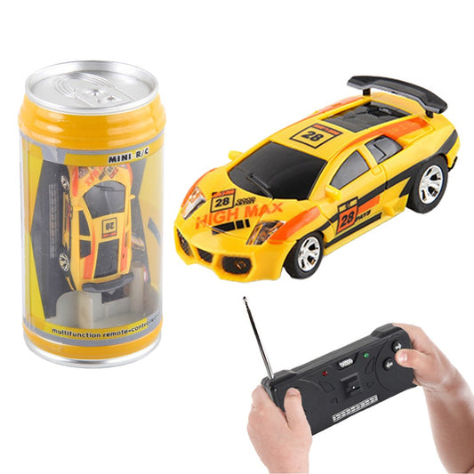 27MHz Kids RC Car Toy Mini Coke Can Remote-Control Racing Car with Led Light Yellow