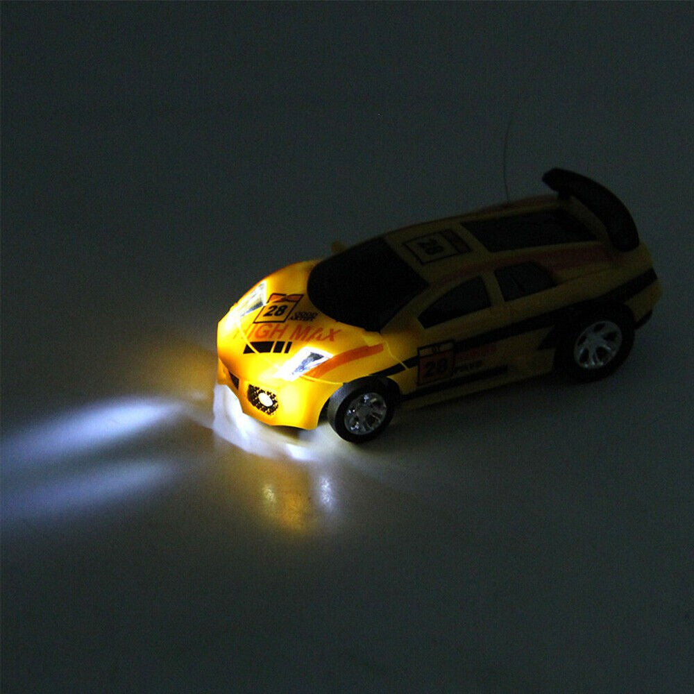 27MHz Kids RC Car Toy Mini Coke Can Remote-Control Racing Car with Led Light Yellow