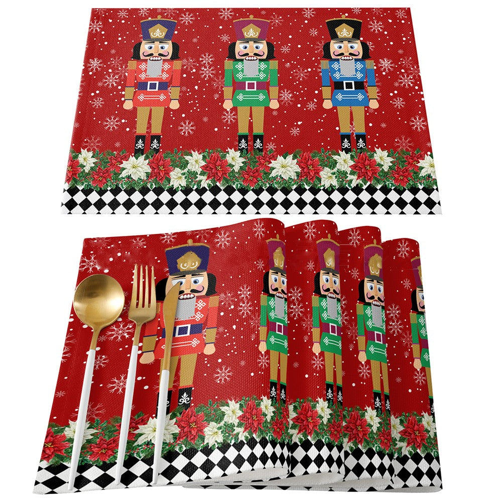 4Pcs Nutcrackers Soldier Merry Christmas Placemats Holiday Table Mats - Style 1