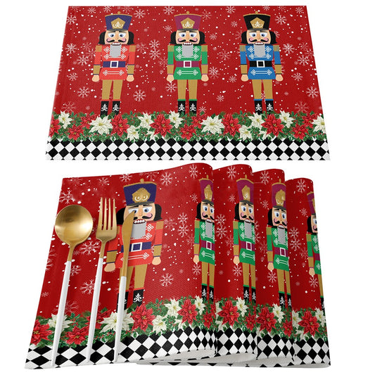 4Pcs Nutcrackers Soldier Merry Christmas Placemats Holiday Table Mats - Style 1