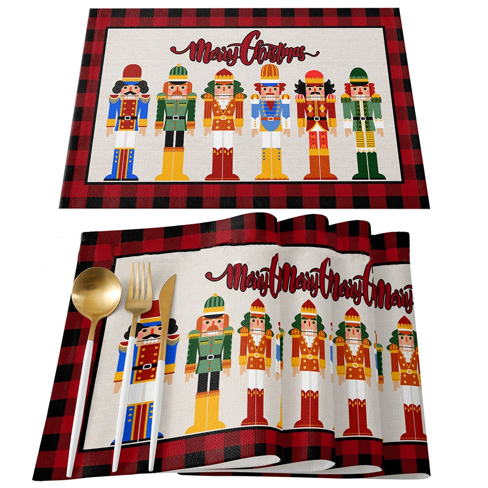 4Pcs Nutcrackers Soldier Merry Christmas Placemats Holiday Table Mats - Style 3