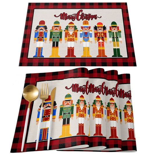 4Pcs Nutcrackers Soldier Merry Christmas Placemats Holiday Table Mats - Style 3