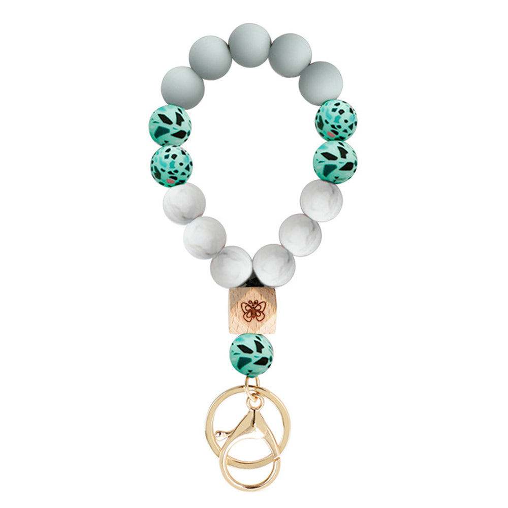 Women Key Ring Wristlet Keychain Bracelet Green