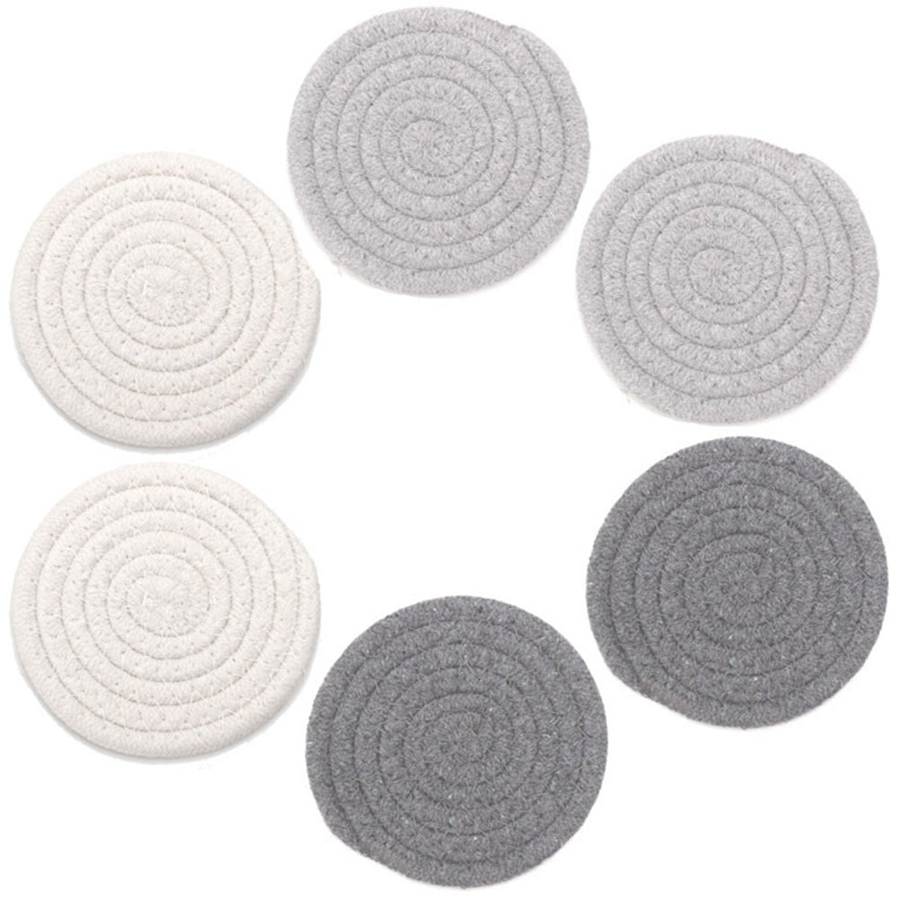 6Pcs Braided Drink Coasters Coffee Cup Mats Pad with Holder