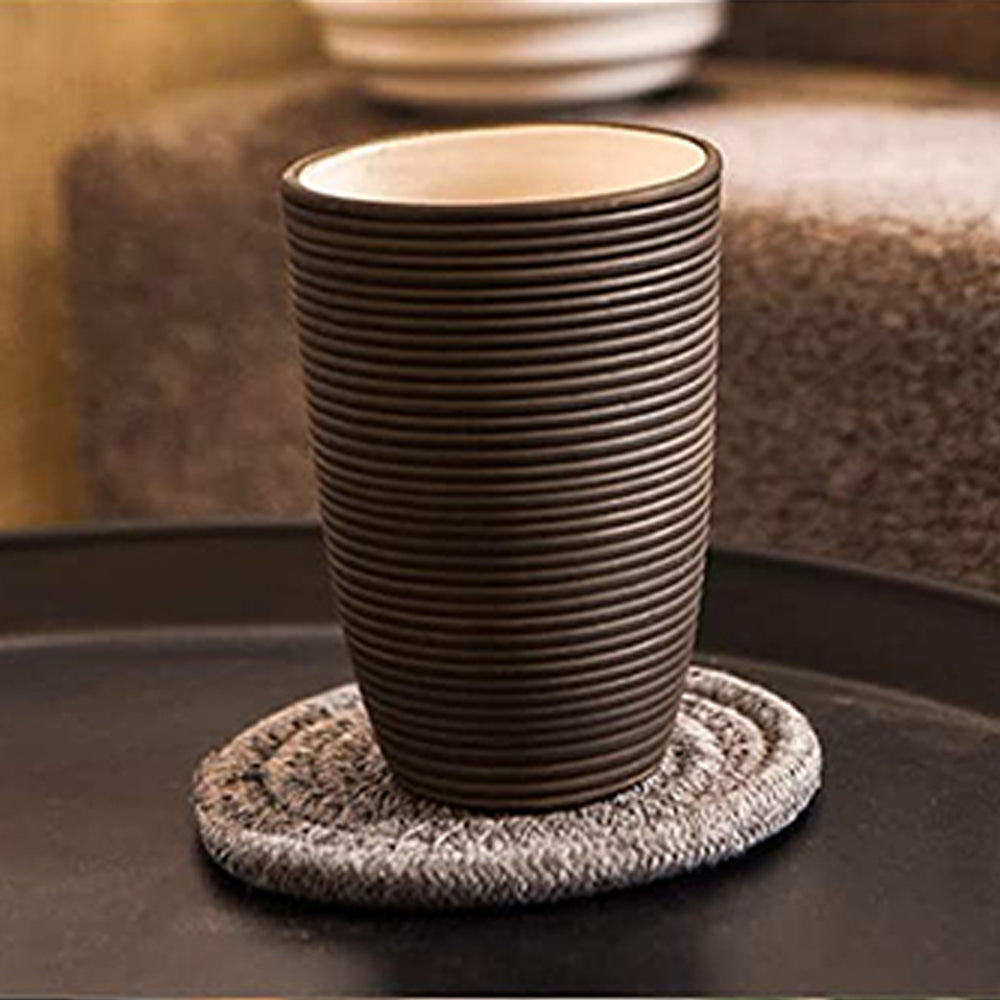 6Pcs Braided Drink Coasters Coffee Cup Mats Pad with Holder