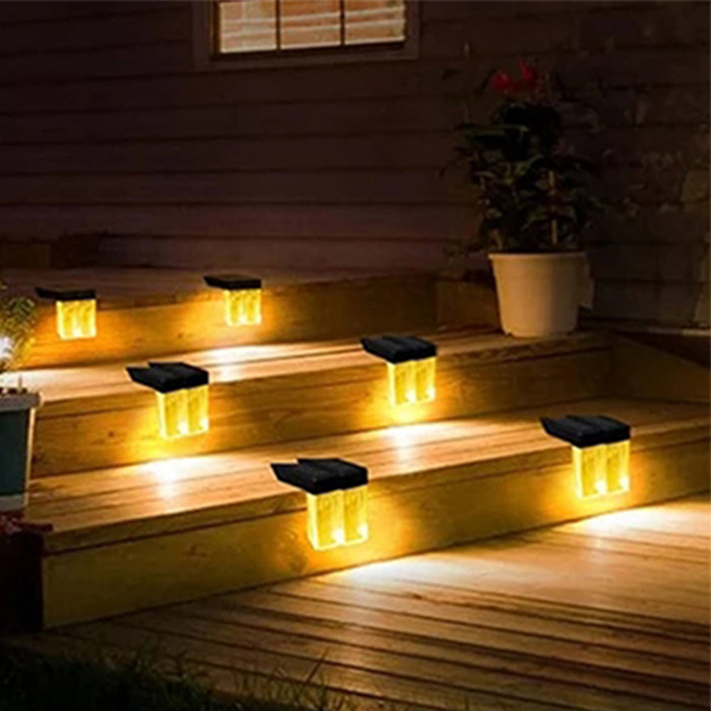 4Pcs LED Solar Step Light Outdoor Garden Fence Lights