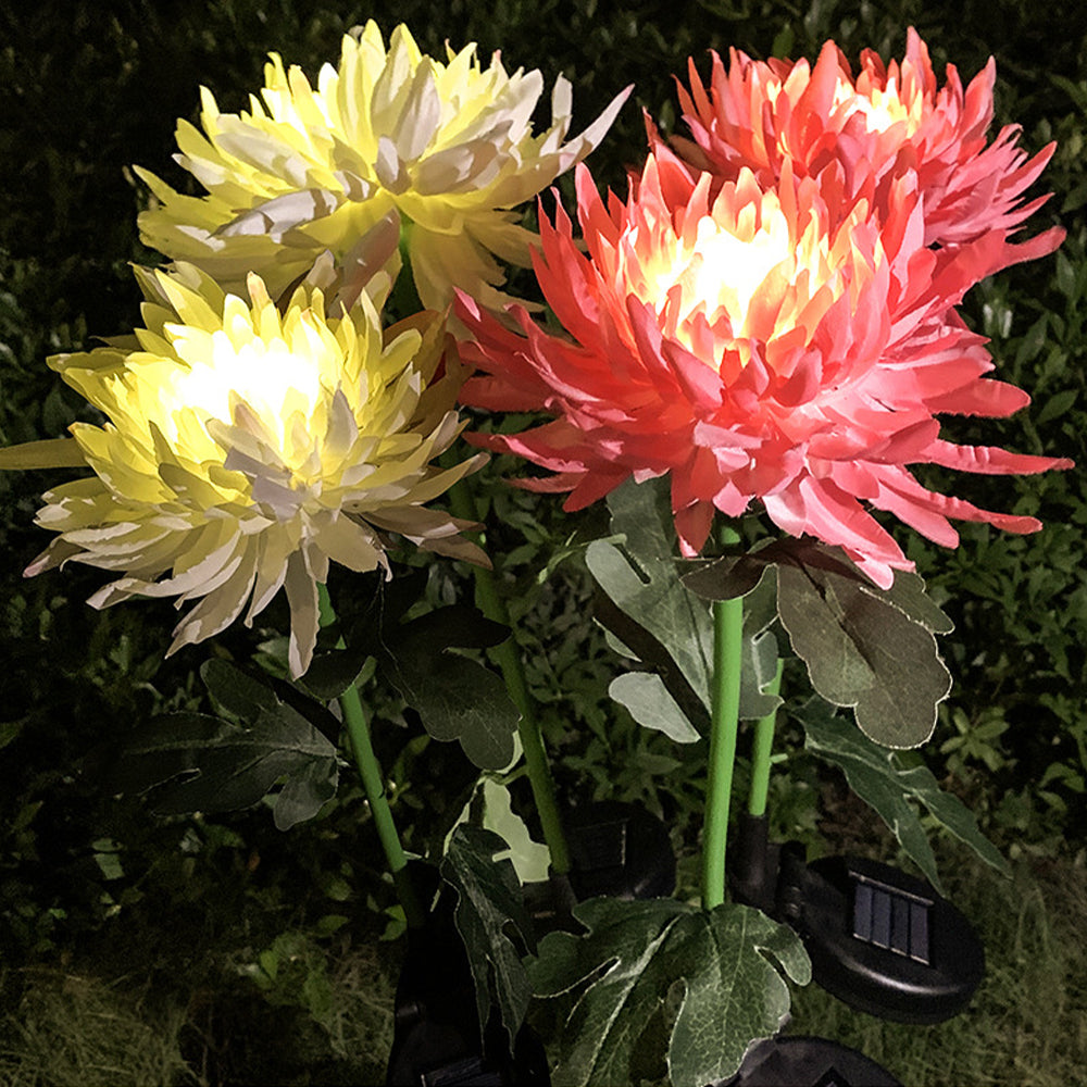3Pcs Solar Power Chrysanthemum Ground Light