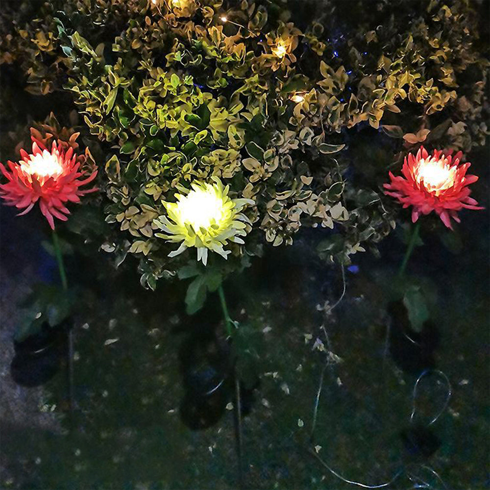 3Pcs Solar Power Chrysanthemum Ground Light