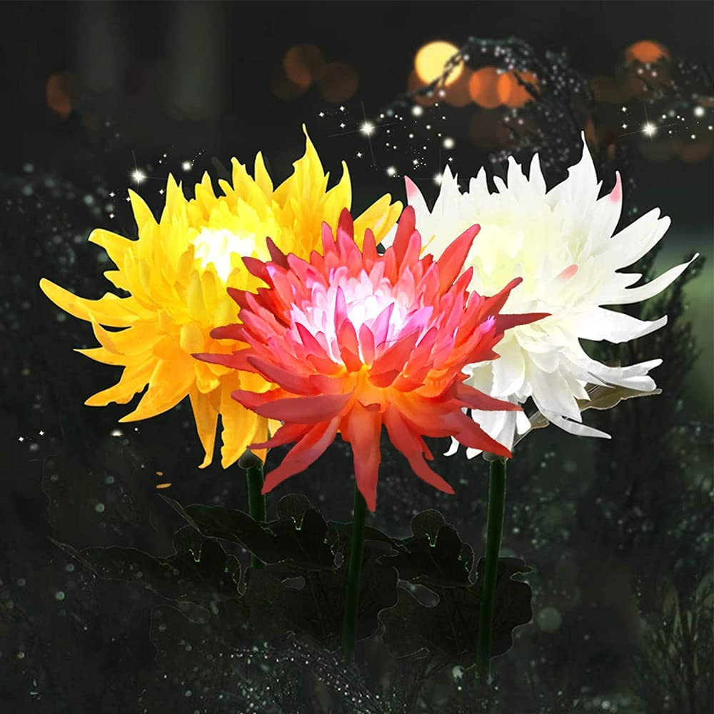 3Pcs Solar Power Chrysanthemum Ground Light