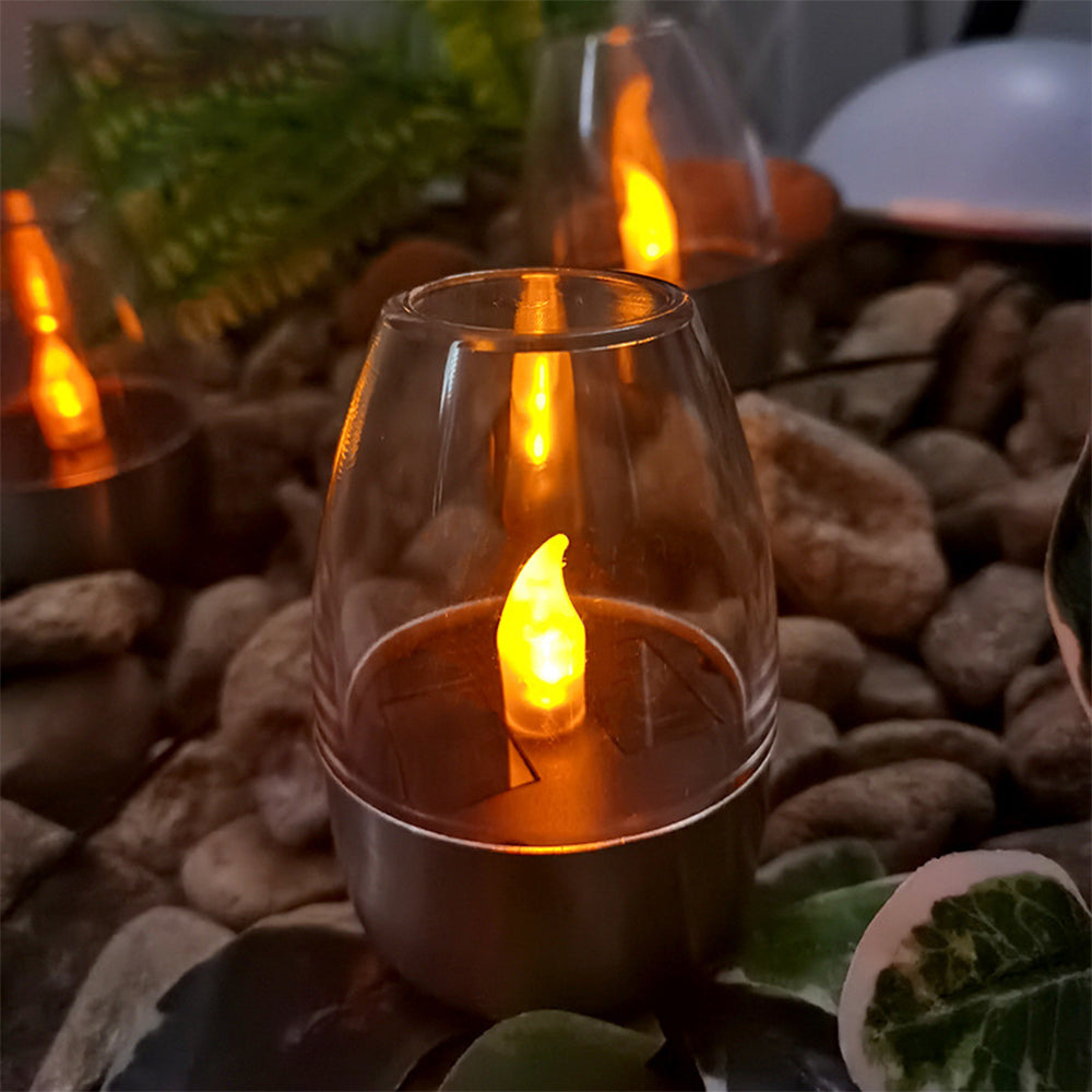 6Pcs Solar Powered LED Flickering Flameless Candle Lights Outdoor Tea Lights