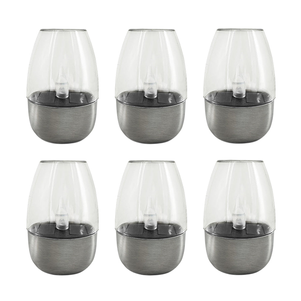 6Pcs Solar Powered LED Flickering Flameless Candle Lights Outdoor Tea Lights