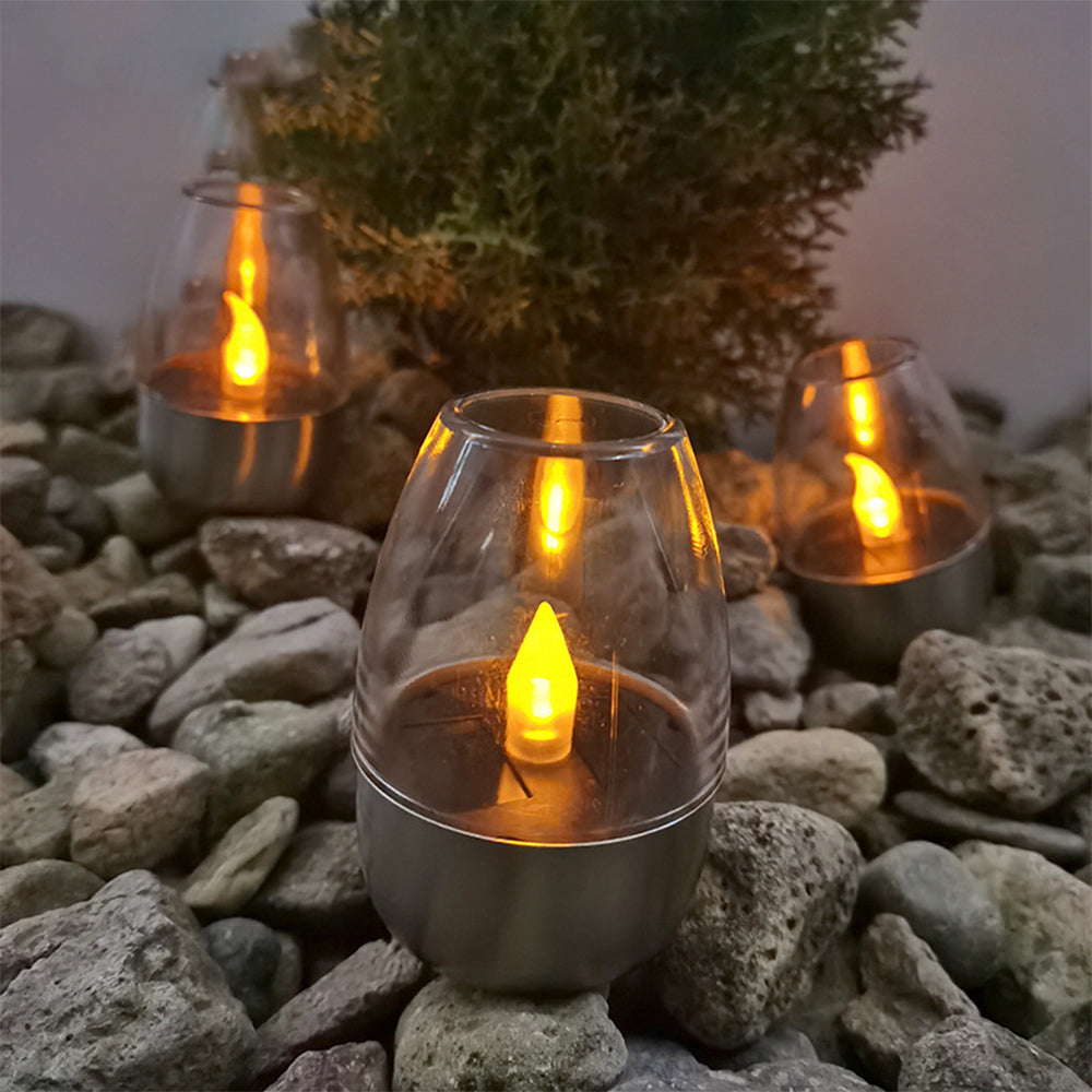 6Pcs Solar Powered LED Flickering Flameless Candle Lights Outdoor Tea Lights