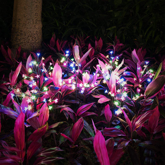 2Pcs Solar LED Flower Tree Light RGB Lamp
